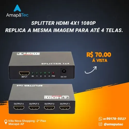 Divisor Splitter Hdmi Fullhd 1080p 4 Saídas Adaptador Switch
