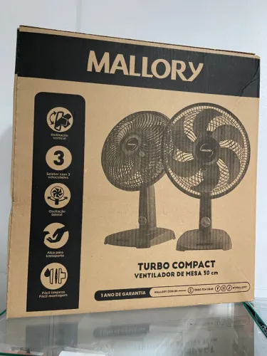 Ventilador de Mesa Mallory 30cm Turbo Compact Preto an3
