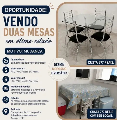Mesa de jantar quadrada de mdf 6 lugares