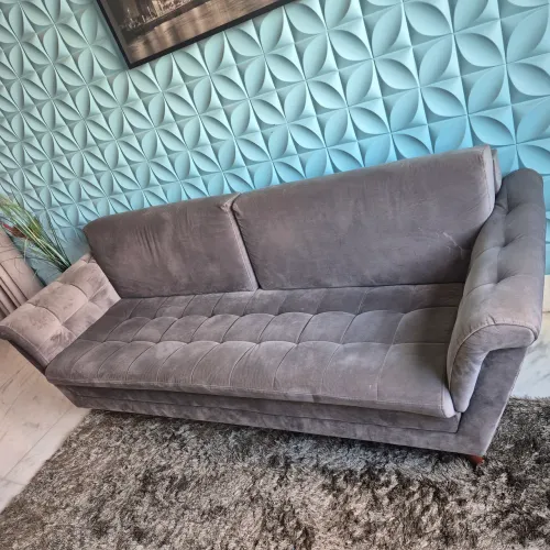 Sofá Suede cinza 4 lugares 1.89 tokstok