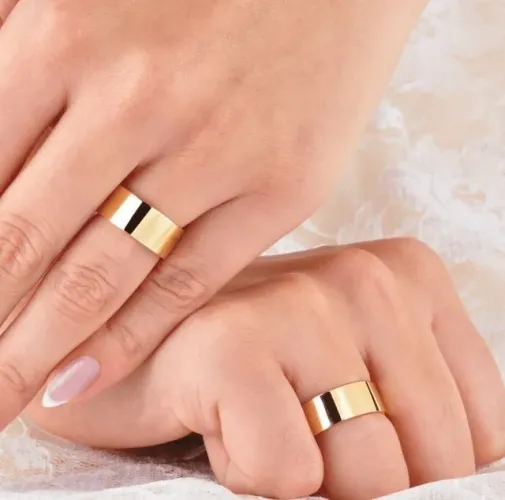 Par de Alianças Tradicionais de Moeda Antiga - Pronta Entrega e Encomenda