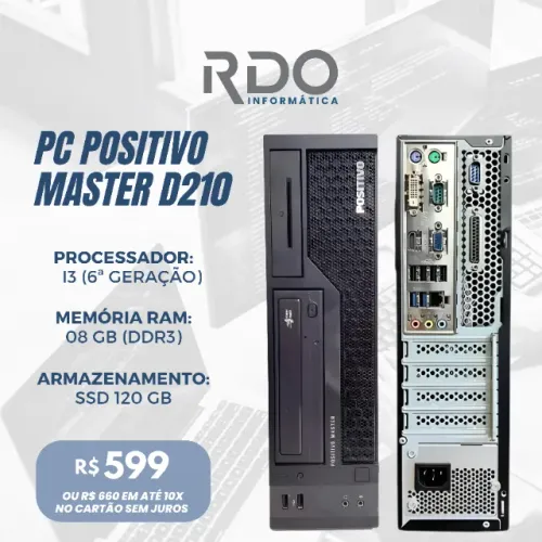 PC Positivo Master D210 i3 6ª Ger. 8GB RAM SSD 120GB - Ideal para escritório!