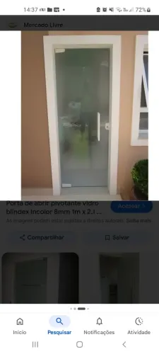 Porta pivotante de vidro temperado