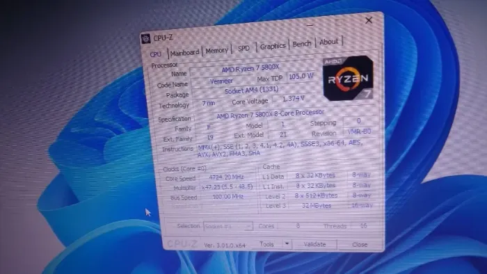 Processador AMD Ryzen 7 5800X, 8-Core, 16-Threads, 3.8GHz (4.7GHz Turbo), Cache 36MB, AM4,