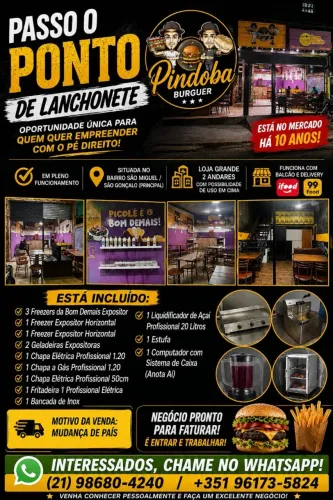 Vendo um ponto com 10 anos de funcionamento em plena operação ( PINDOBA BURGUER )