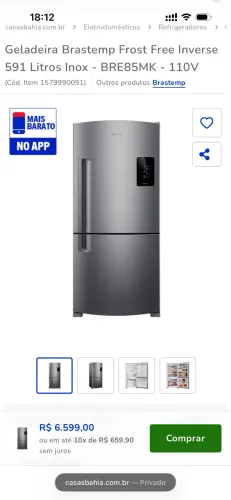 Geladeira Brastemp Frost Free Inverse 591 Litros Inox
