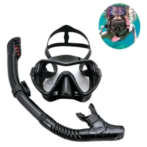 Kit Mergulho Profissional - Máscara Panorâmica 180° + Snorkel (Novo)