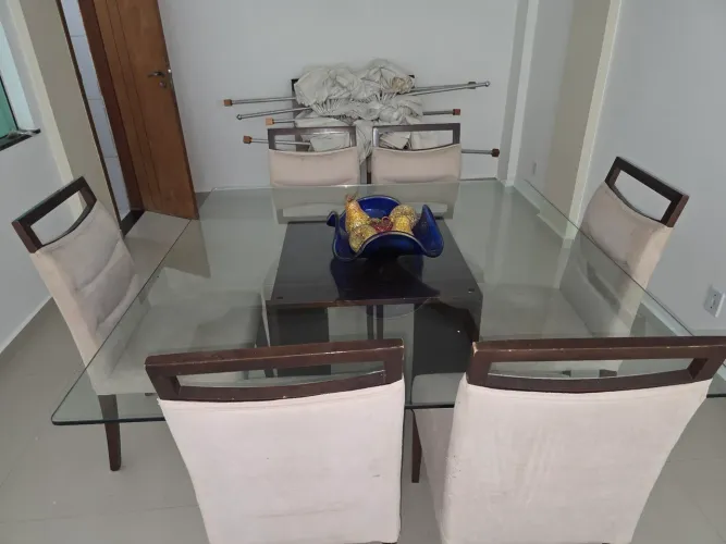 Mesa vidro 6 lugares 