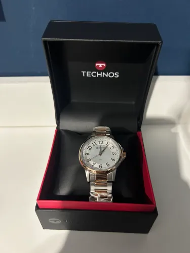 relogio technos feminino rosê prata novo