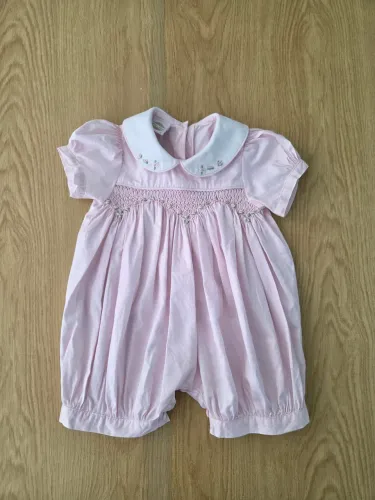 romper primo amore rosa bordado ponto smock casinha de abelha g