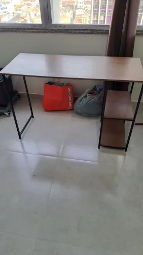 Mesa Escrivaninha Mesa Office Estudo Estilo Industrial Cor Preto Imbuia 1,10m KLM