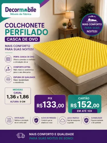 colchonete perfilado casal 1,36x1,86 casca de ovo Paropas