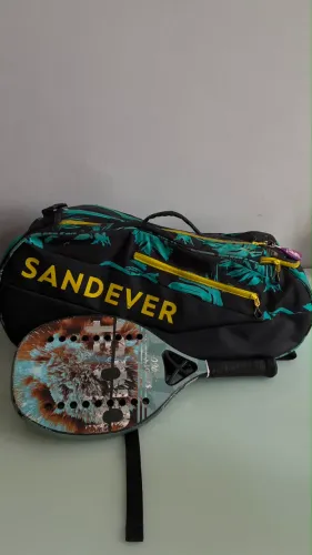 Kit beach tennis, raquete e raqueteira sandever