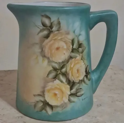 JARRA PORCELANA DP ALEMÃ VINTAGE PINTADA Á MÃO
