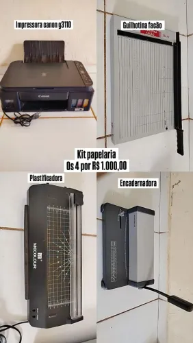 Impressora, plastificadora, encadernadora e guilhotina 