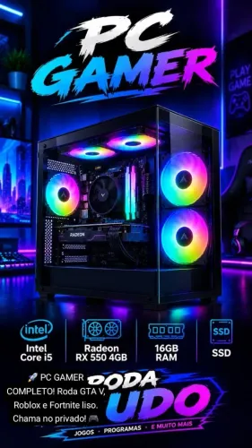PC Gamer Aquário Intel Core i5 + Placa Dedicada Radeon