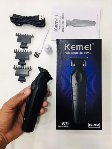 Máquina de corte de cabelo kemei Km 2299 profissional USB recarregável novo