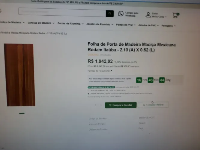 Vendo folha de porta de madeira maciça mexicana rodam itauba