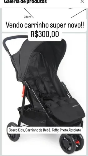 Cosco Kids, Carrinho de Bebê, Toffy, Preto Absoluto