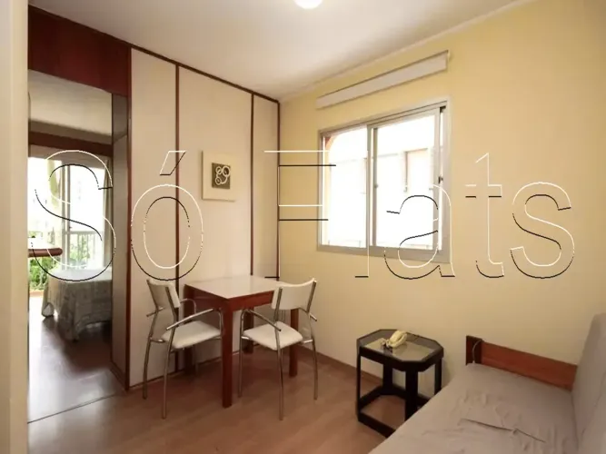 Studio suíte mobiliado no Paulista Flat II, na Alameda Campinas, Jardins