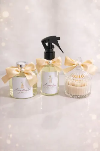 Kit Presente Artesanal Aromático Luxo ? Vela + Home Spray + Difusor de varetas 