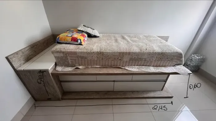 Cama de solteiro com gaveteiro