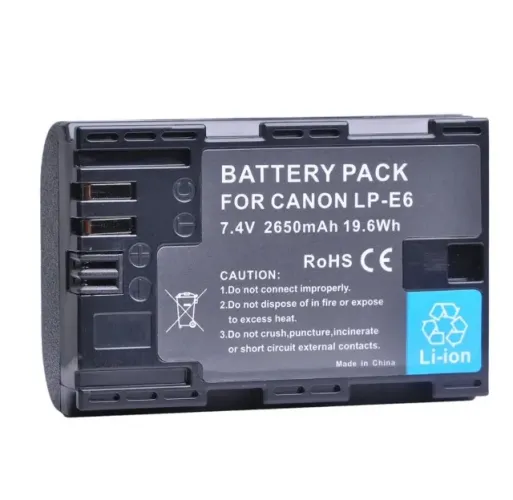 Bateria Lp-E6 2650 Mah Para Câmeras Canon Eos 90D 60D 6D 5D Mark Ii 7D Mark Iii 70D 80D