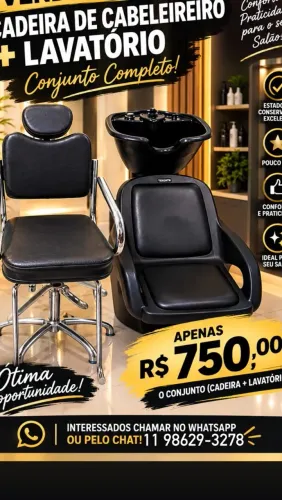 Cadeira e lavatório de salão 