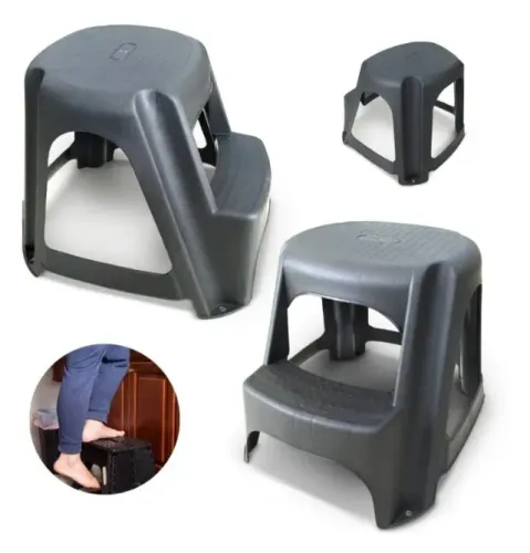 banqueta banco multiuso 2 degraus step preta 25616