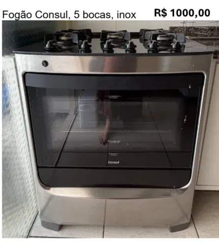 Fogão 5 bocas inox, Consul