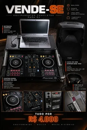 Conjunto de itens para dj leia a descrição, controladora pionner ddj 400, hard case