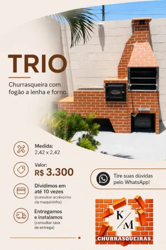 TRIO: Churrasqueira com Fogão a Lenha e Forno 