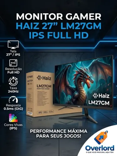 Monitor Gamer Haiz 27" LM27GM IPS Full HD | 240Hz | 0.5ms (CAIXA LACRADA)