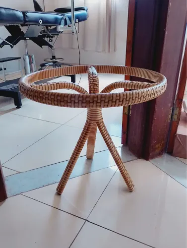 Mesa de Centro em Fibra Sintética/Rattan - Estilo Boho (Sem Vidro)