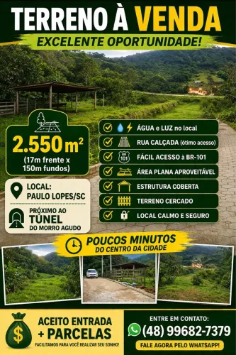 TERRENO A VENDA EM PAULO LOPES ? EXCELENTE OPORTUNIDADE