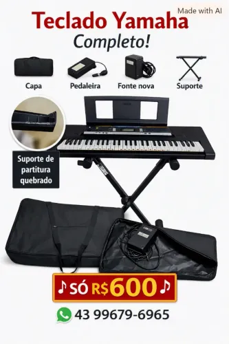 Teclado Yamaha PSR-E243 (Com capa, pedaleira e fonte)