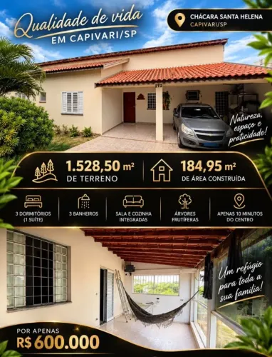 Chácara a venda em Capivari - SP próximo ao centro e em plena valorização.