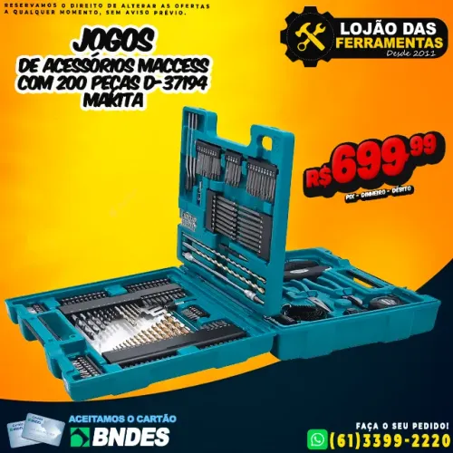 Jogo de Acessórios MACCESS Com 200 Peças D-37194 Makita