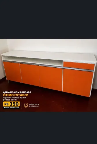 Armário Balcão Buffet Laranja e Branco - R$ 200 (Para sair logo!)