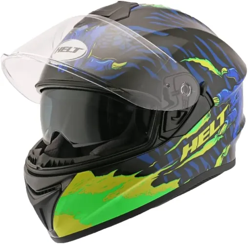 Capacete Fechado Helt Avant Glass Monster Vd/Az c/ óculos interno 
