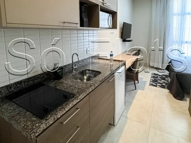 Studio mobiliado disponível para locação no Centro de SP próximo ao Metrô, 20m² com lazer.