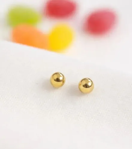 Brinco de Bolinhas 3mm em Ouro 18k