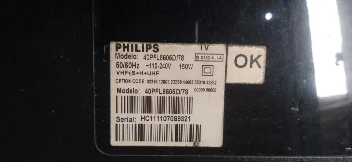 Tv Philips 40pfl8605d/78 / retirada de peças
