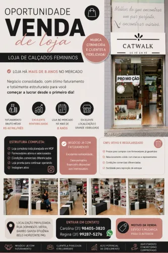 Loja de Calçados Tradicional à Venda | Excelente Ponto Comercial | Santa Efigênia - BH