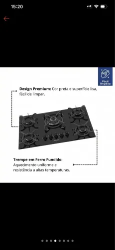 Vendo fogão cooktop 5 bocas
