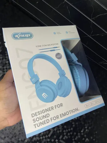 Headphone com fio dobrável - cor azul, vai na caixa lacrado - entrega rápida
