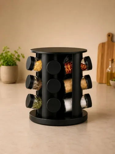 Porta Temperos Giratório com 9 Potes - Organizador de Temperos para Cozinha ?
