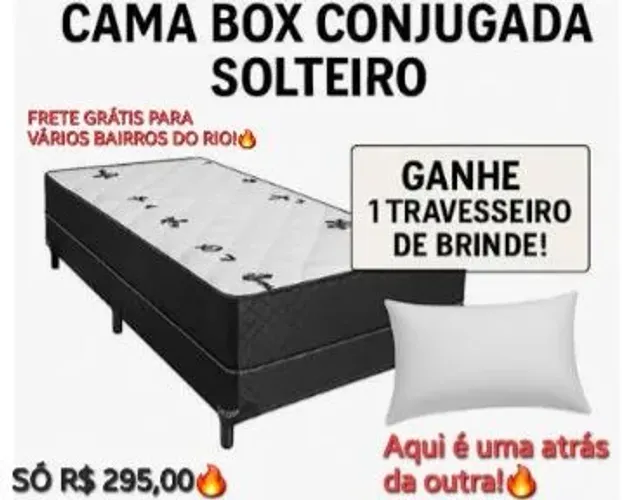 Cama Box Solteiro com TRAVESSEIRO e FRETE GRÁTIS: TRAVA!