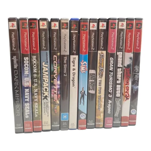 Lote PS2 14 Jogos Originais sendo 2 Lacrados GTA S.A. DMC Gran Turismo Frete Grátis