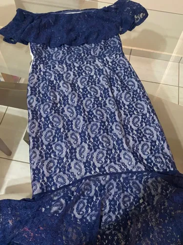 Vestido de festa midi azul
